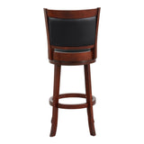 Comfortable Swivel Pub Height Chair 1pc Dark Cherry Finish Faux Leather Upholstery Solid Wood B011P238916