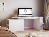 Modern Home Office Table,Expandable Desk with Storage Drawers Open Shelf,Computer Desk with Hutch W1321P359251