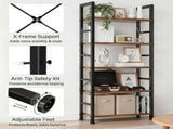 5-Tier Bookshelf 62"x24" Industrial Storage Shelf Free Standing Bookcase Metal Frame Bookcase with 82334729