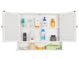 Double Door Mirror Indoor Bathroom Wall Mounted Cabinet Shelf White 19361616