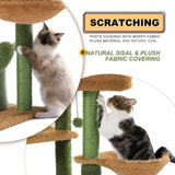 ZNTS Cactus Cat Tree Cat Tower with Sisal Covered Scratching Post, Cozy Condo, Plush Perches and Fluffy 93247813