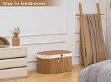 Oval Laundry Hamper with Lid, Handwoven Natural Laundry Hamper 13124070