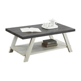 ZNTS Athens Contemporary Two-Tone Wood Shelf Coffee Table in Weathered Charcoal and Beige T2574P164647