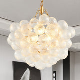20-Inch Gold Pendant Light Chandelier with Threaded Clear Glass Globe Shade Adjustable Height, W1340P251915
