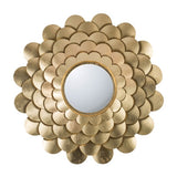 D31.5x3" Gold Mirrored Floral Wall Decor, Wall Mirror for Living Room Entryway W2078124366