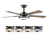 42" 5PCS Plywood Blades Ceiling Fan with LED Light 3000-6500K Dimmable,Quiet DC Motor Ceiling Fans 6 W3596P462052