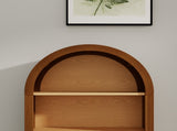 Arched Small Bookcase, Arched Storage Cabinet, Walnut Wooden Modern Arched Top Bookshelf with 3 W2557P428369