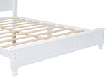 Full Size Wood Platform Bed Frame,Retro Style Platform Bed with Wooden Slat Support,White 43376167