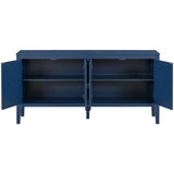 U_STYLE Four-Door Sideboard with Geometric Line Patterns and Vintage Metal Handles for Timeless N711P178748V