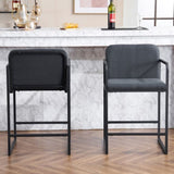 Set of 2,Modern Upholstered Counter Height Bar Stool with Armrests, Metal Frame and Padded Seat, 35699034