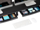 Large Dual Monitor Stand for Computer Screens with 2 Storage Drawers, Black 19274002