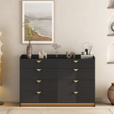 8 Drawer Double Dresser for Bedroom with LED, Modern Dressers Chest of Drawers with Fluted Panel, W1321P201215