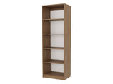 Natural Oak and White 5-Shelf Bookcase with Open Storage B062P355526