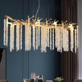 39.4-inch Modern Golden Pendant Light with Cascading Crystal Strands, Ideal for Living, Dining W1340P232979