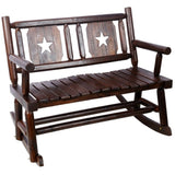 Outdoor Wood Rocking Bench Carbonized Double Rocking Chair for 2 Persons with Wide Curved Seat, 14975377