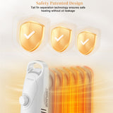 Oil Filled Radiator Heater, 600W Portable Electric Space Heater with Adjustable Thermostat, Overheat 42175871