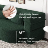 Modern Floor Sofa with 2 Pillows,Convertible Teddy Fabric Foam-Filled Sleeper Sofa Bed,15" Full Size 42527621