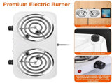 Double Burner Electric Hot Plate, 2000W Fast Heating with 5 Temperature Levels, Portable Stainless 24255018