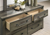 Rustic Gray 1pc Bedside Table Melamine Paper Wooden Nightstand Antique Brass Color Drop Handles B2741P325726