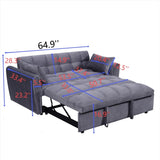 64.9 "3-in-1 foldable large size sofa bed, modern velvet double sofa, sofa bed with adjustable back, W2564P228261