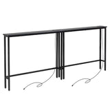 2 Pack 39.4" Narrow Console Sofa Table with Power Outlets and USB Ports, Long 80830381