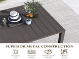 Outdoor Dining Table for 6 Person, Rectangular Slatted Metal Patio Table for Deck Garden Lawn W1859P359856