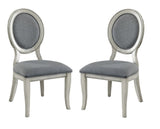 ZNTS Transitional Antique White and Gray Side Chairs Set of 2 Chairs Dining Room Furniture Padded fabric B01152296