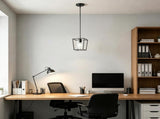 Farmhouse Black Pendant Light, 1-Light Iron Cage Metal Pendant with Clear Glass Shade, Hallway, 28832918