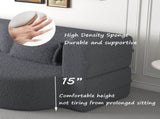 Modern Floor Sofa with 2 Pillows,Convertible Teddy Fabric Foam-Filled Sleeper Sofa Bed,15" Full Size 73126856