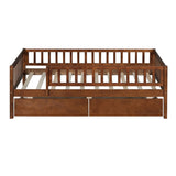 ZNTS Twin Size Daybed Wood Bed with Two Drawers, Walnut WF301864AAL