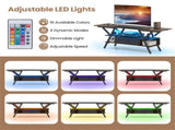 55" LED Light-Up TV Stand - 16 Colors4 Modes, Built-in Charging Station , Rustic 27863091