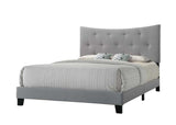 Grey Queen Bed with Tufted Headboard B062P215515