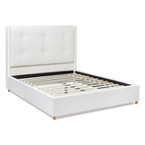 Miramar Queen Cushion-Back Headboard Platform Bed Frame, Antique White Polyester B2719P238241