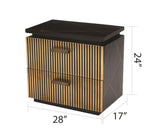 Modern Style 2-Drawer Nightstand Made With Mango Wood and Finished with Brass Metal B009128310