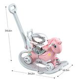 ZNTS Rocking Horse Toddlers, Balance Bike Ride On Toys with Push Handle, Backrest and Balance Board W509125829