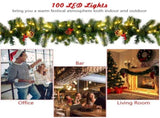 9 Feet Christmas Garland Red Berrieswith LED Lights 13628884