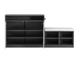 U_Style Livingroom Cabinet Shoe Bench, 2 Doors and 3-Tier Adjustable Shelves, Entryway Bench N711P345166M