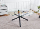 Black Dining Table with metal leg and glass,Modern Space Saving Kitchen Table for Living W234P311863
