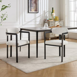Modern Dining Room Chairs Set of 2, Mid-Century Upholstered Boucle Kitchen Dining Chairs with Black W3244P337430