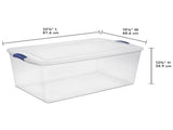 Extra-Large Latching Storage Bin, 105 Quart Clear Plastic Storage Container with Latch Lid, Blue, 4 09463225