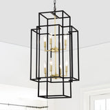 8-Light Metal Lantern Tiered Pendant Hanging Light Fixtures, Industrial Farmhouse Adjustable Height W1592P247755