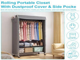Clothes Rack with Cover, Rolling Rack, Heavy Duty Garment Rack with Shelves & Grey Cover, W3204P581184