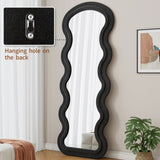 Flannel Full Length Wave Floor Mirror with Stand for Bedroom living room Hanging or Against The Wall W347P318393