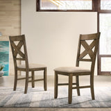 ZNTS Raven Wood Fabric Upholstered Dining Chair Set of 2 T2574P164580