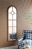 24x79" Half-Round Elongated Mirror with Decorative Window Look Classic Architecture Style Solid Fir W2078126755
