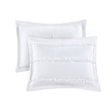 4 Piece Microfiber Reversible Ruffle Quilt Set with Throw Pillow White King/Cal King B03597435