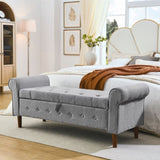 62" Bedroom Tufted Button Storage Bench, Modern Fabric Upholstered Ottoman, Window Bench, Rolled Arm W1853141520