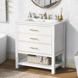 Modern 30inch Navy Blue/White Bathroom Vanity Cabinet Combo with Open
Storge, Two Drawers WF320373AAK