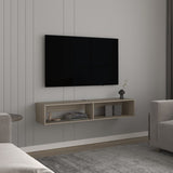 TV Stand 10.4" H, with 2 Shelves, White Oak B097P250854