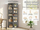 7-tier, 360&deg rotating wood-plastic composite shoe rack, 60*60*184cm, gray 93823398